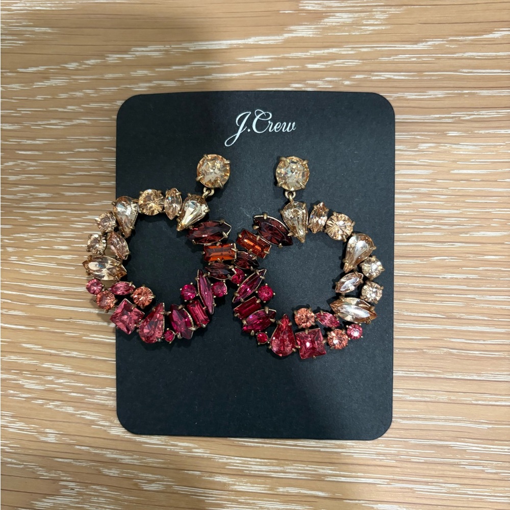 J. Crew Floral Wreath Earrings in Pink Ombré. New with tags.